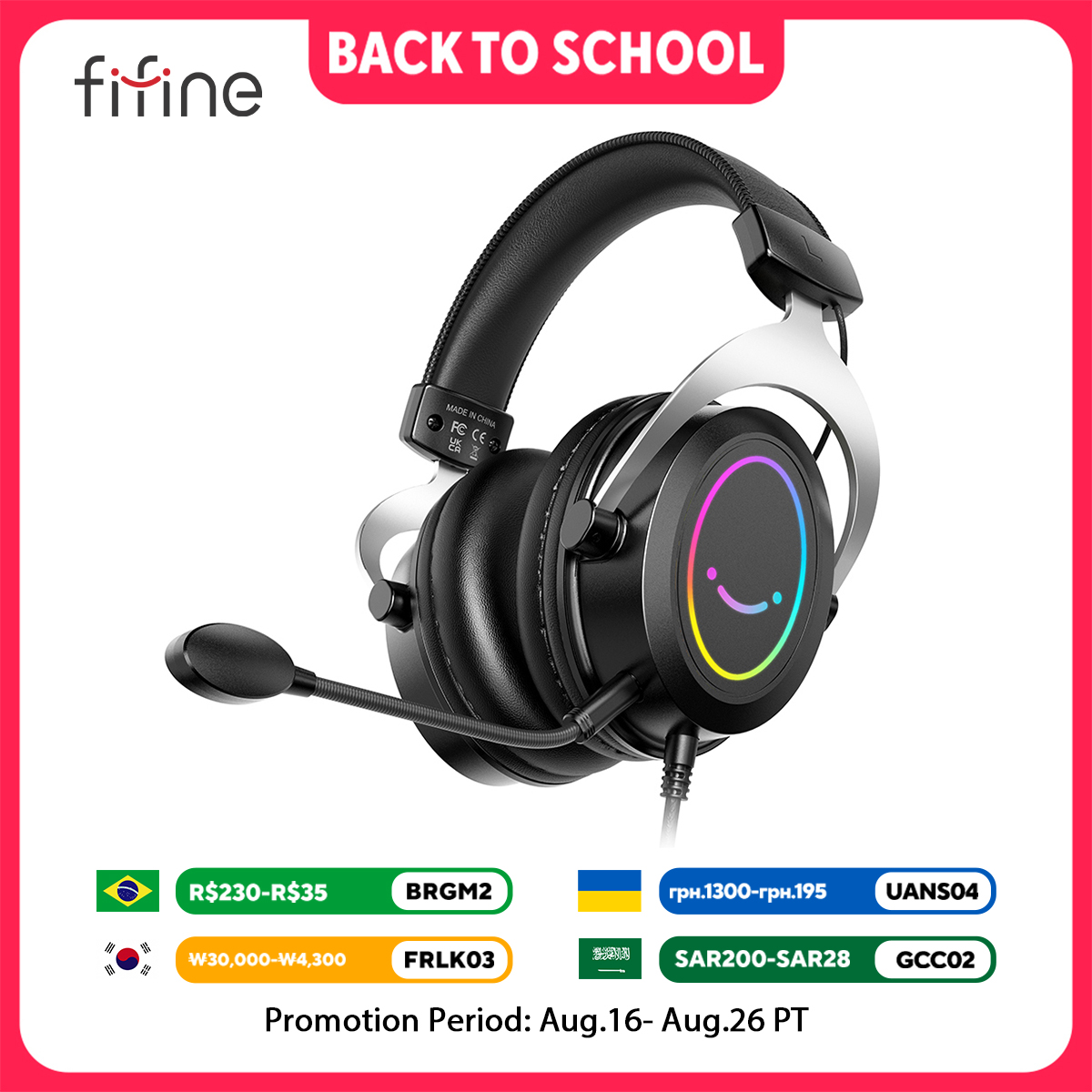 Gaming Headset Rgb - FIFINE Gaming Headpset with Dynamic RGB/MIC/In-line