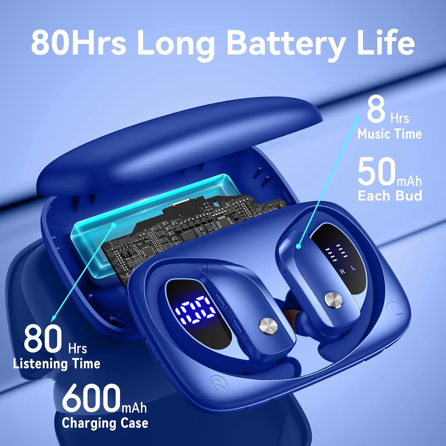 Wireless Earbuds with 80H Play - Sports Earphone Hook review and price
